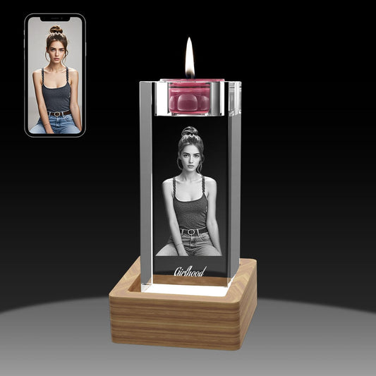 2D Crystal Photo Candle Holder Gift Crystify