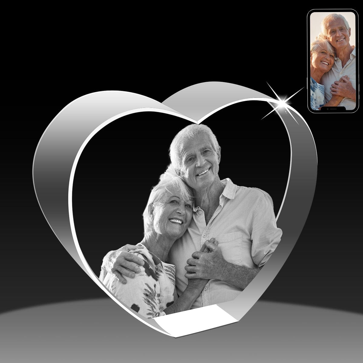 3D Photo Crystal Heart - Large Crystify