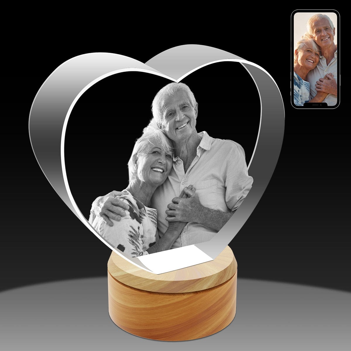 3D Photo Crystal Heart - Large Crystify