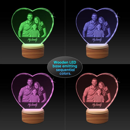 Faceted 2D Crystal Heart Photo Gift Crystify