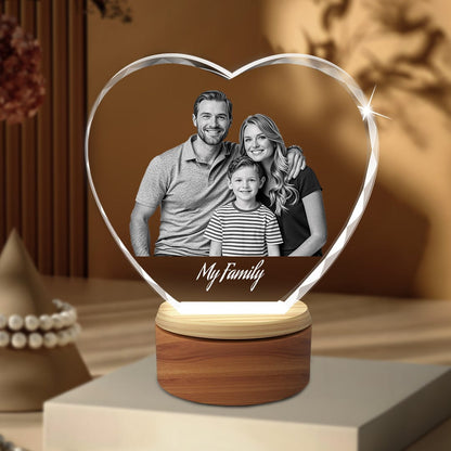 Faceted 2D Crystal Heart Photo Gift Crystify