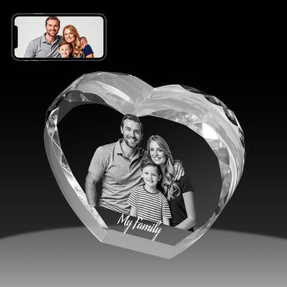 Faceted 2D Crystal Heart Photo Gift Crystify