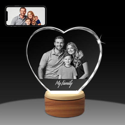 Faceted 2D Crystal Heart Photo Gift Crystify