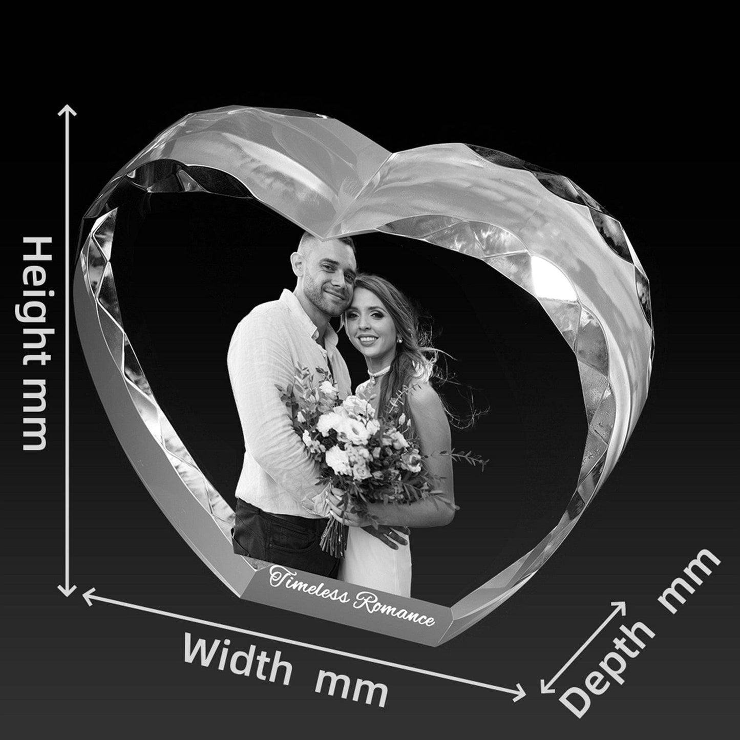 Faceted 3D Image Crystal Hearts - Medium Crystify